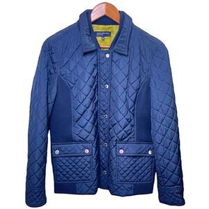 Jones New York Signature| Women's Navy Blue Quilted Zip-Up Coat Jacket Size L
